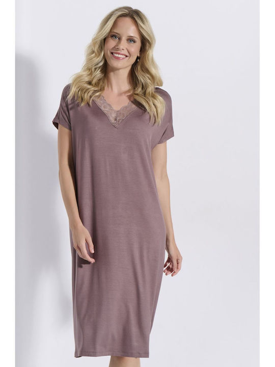 Jeannette Lingerie Καλοκαιρινό Γυναικείο Νυχτικό Mocha