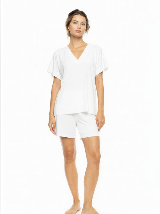 Pink Label Summer Women's Pajama Set White