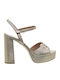 Damen Sandalen Gold Leder