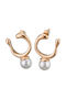 Verorama Gold Plated Steel Hoop Earrings With Pink Pearls