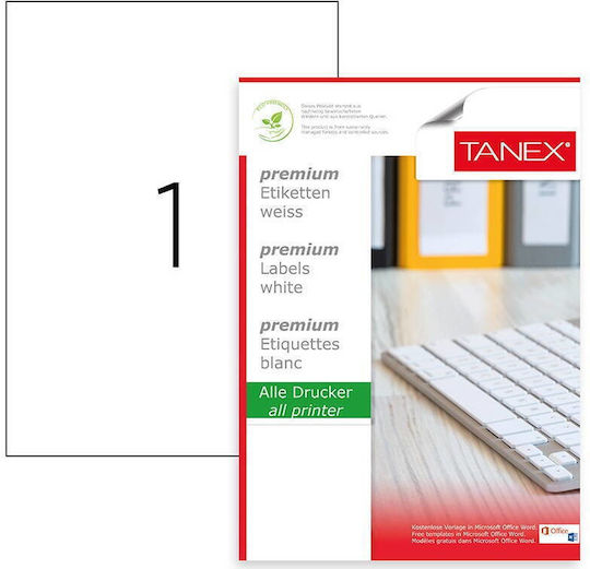 Tanex Αυτοκόλλητες Ετικέτες Α4 Ορθογώνιες 210x297mm