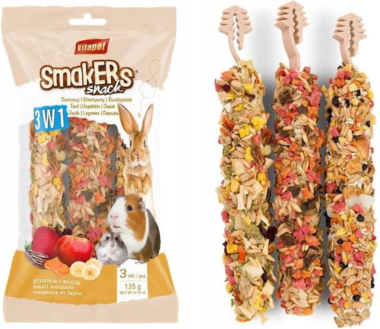 Vitapol Smakers 3-in-1 Rodents Rabbits Vegetable Carob Fruity In Foil 135 G 6 Pcs Display