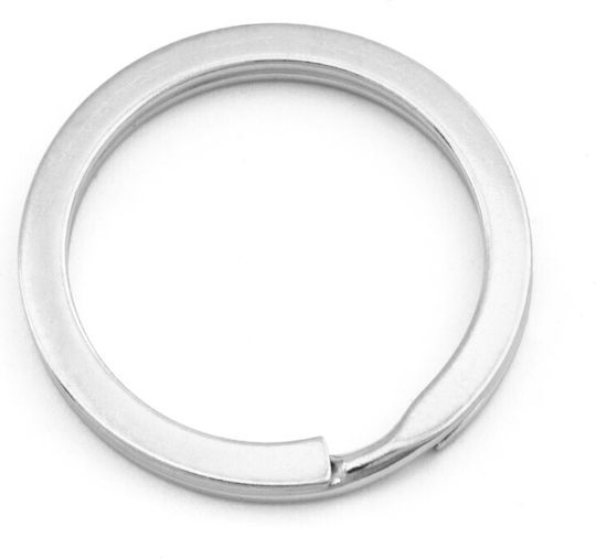 Iron Keyring Hoop 25x2.5mm Imitation Rhodium Pack of 90 Pieces