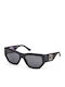 Guess Women's Sunglasses with Black Horn-Rimmed Frame and Grey Lens