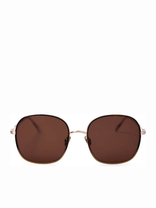 Sandro Unisex Sunglasses with Rose Gold Frame and Brown Lens