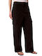 Women's Fabric Cargo Trousers Black