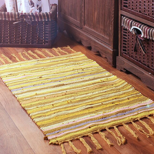 Fiesta Teppich Flur Baumwolle mit Fransen Gelb 60x190cm