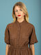 Short Sleeve Women's Cotton Shirt Chocolate 131-71538-Chocolate
