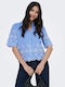Short Sleeve Women's Denim Shirt Light Blue
