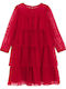 Mädchenkleid Langärmelig Tüll Rot