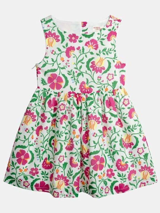 Girls Dress Sleeveless Floral White