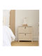 Bedside Table F-v Tissa With Beige Fabric Upholstery 45x30x51cm