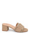 Mules With Chunky Low Heel In Beige Colour SV-VB67319-26ML-BEIGE