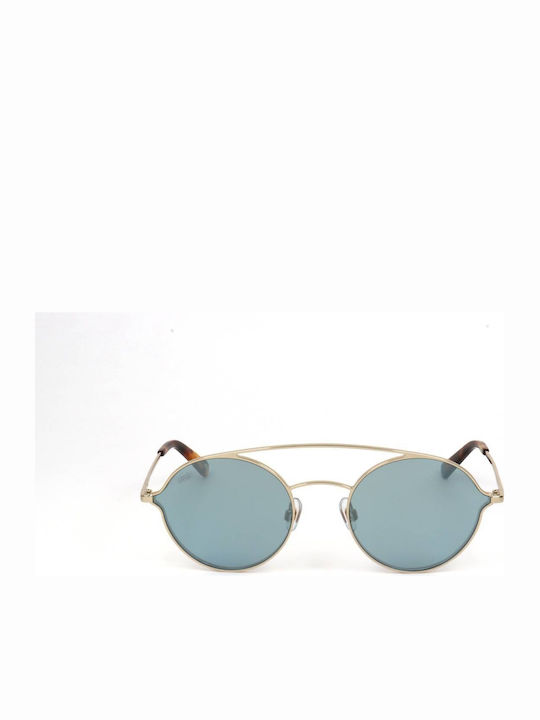 Web Unisex Sunglasses with Gold Metallic Frame and Light Blue Lens WE0220 32X
