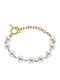 Verorama Women's Gold Plated Steel Bracelet with Pearls