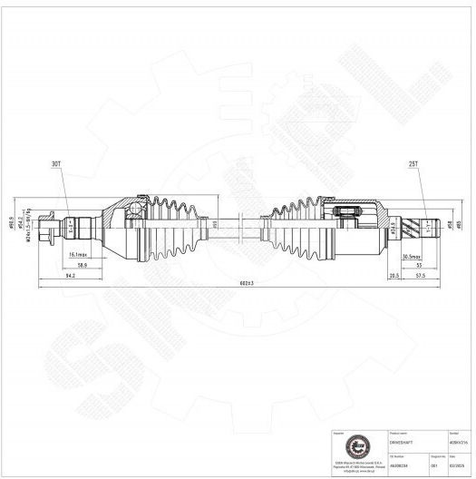 Transmission Shaft Drive Fiat Croma Front Left 46308234