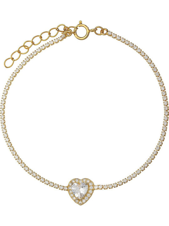 Prince Silvero Women's Riviera Silver Gold Plated Bracelet with Zircon 16cm