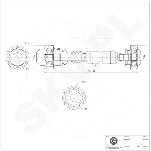 Transmission Shaft for Jeep Grand Cherokee II 52099497
