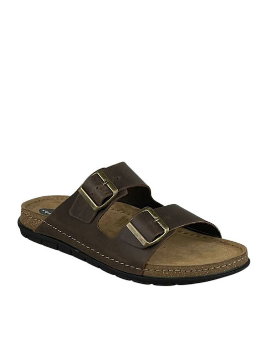 Yfantidis Leder Herrensandalen in Braun Farbe