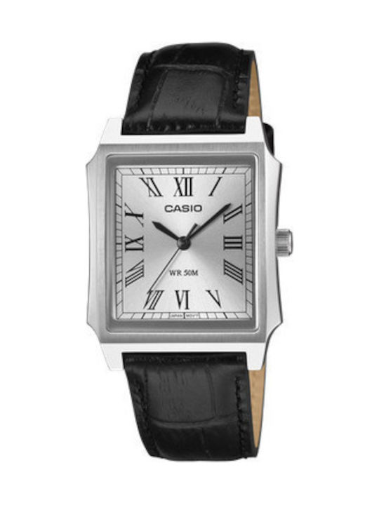 Casio Collection Мъжки Часовник На Батерия С Черна Кожена Каишка