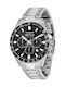 Men's Watch Chronograph Battery with Silver Stainless Steel Bracelet