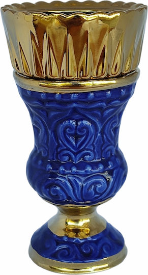 Tabletop Vigil Oil Lamp Clay Blue 14x7.5cm
