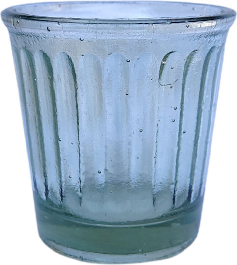 Candle Cup White Green 6x6.5cm