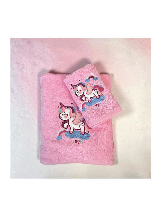 Linea Home Set of Baby Towels 2pcs Unicorn Pink
