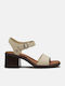 Damen Sandalen Aus Leder Beige