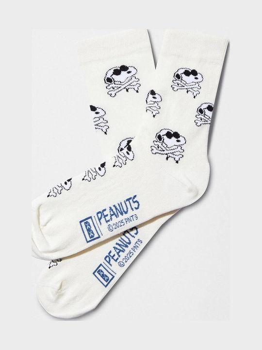 Besocks Organic Cotton Γυναικείες Κάλτσες Snoopy Skull Off White 8436564848109-owh