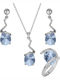 Verorama Set with Necklace Earrings & Ring Made of Silver with Stones