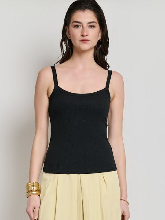 Desiree Women's Blouse with Spaghetti Straps Black