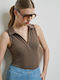 Bodysuit V Neck Beige