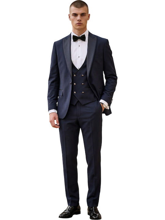 ANGELOS BRATIS Men's Groom's Suit with Vest Navy
