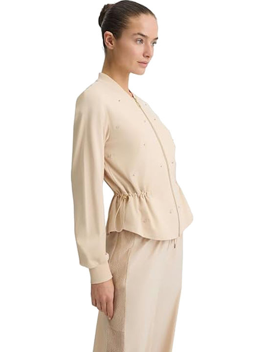 Women's Cardigan with Zipper Beige