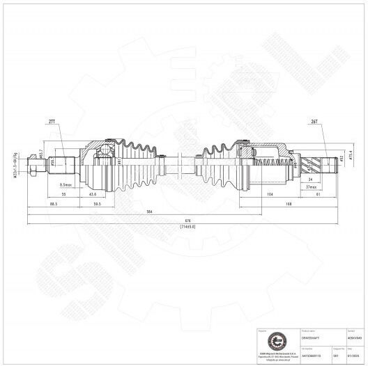 Halbachse Antrieb Mercedes-Benz Citan Renault Kangoo Kangoo Express Vorderseite Links A4153600115