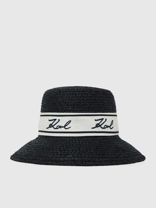 Karl Lagerfeld Women's Wicker Hat Black