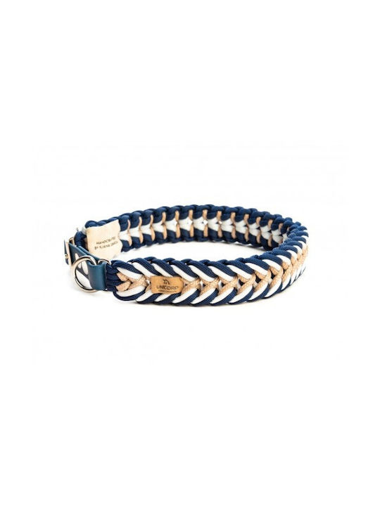 Unicord Handmade Dog Collar Nautical Blue Navy White Beige 51-57cm XLarge