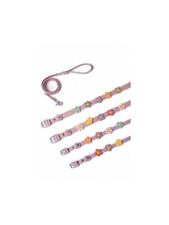 Unicord Waterproof Handmade Dog Collar Collar Crocs Charm Lilac Flowers 51-57cm XLarge