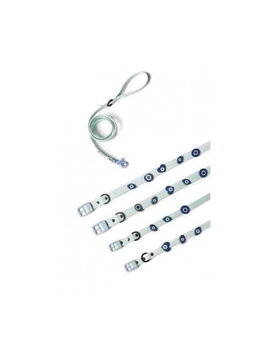 Unicord Waterproof Handmade Dog Collar Collar Crocs Charm Blue Evil Eye 37-43cm Medium