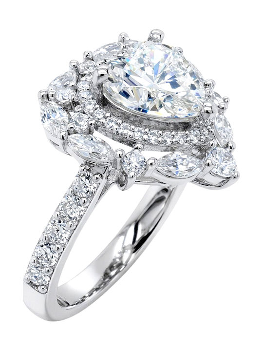 Xrisokosmima Women's Ring with Zircon from Silver