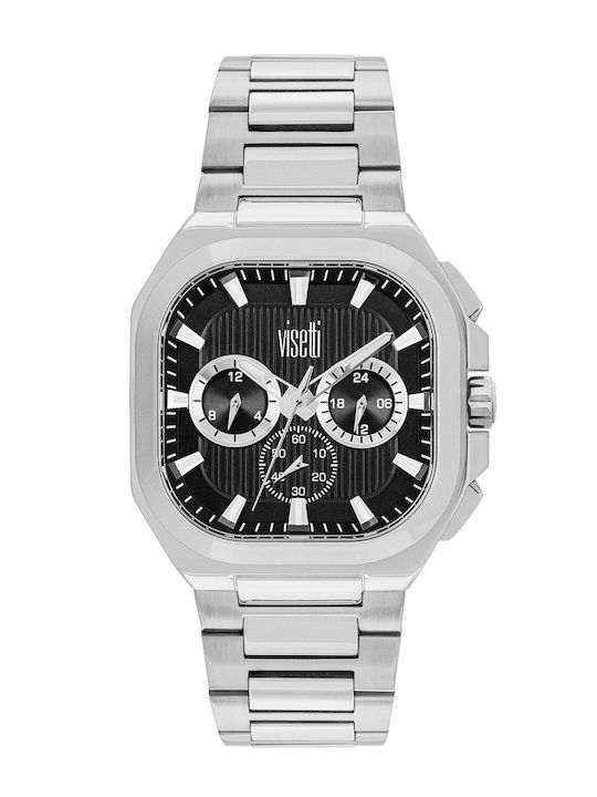 Visetti Men's Watch 43mm Battery with Black Metal Bracelet