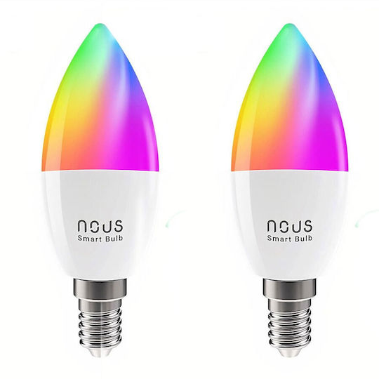 Nous Becuri Inteligente LED 4.5W pentru Dulie E14 RGB 380lm 2 Bucăți