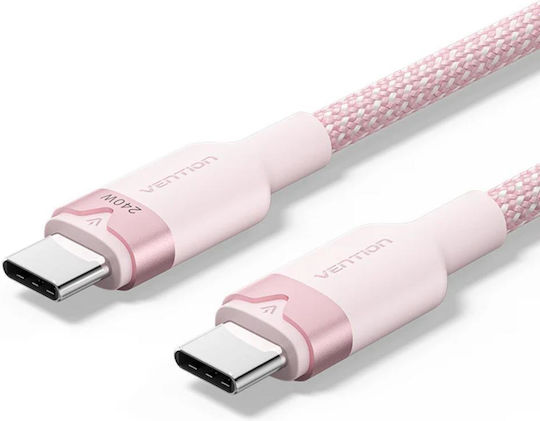 Vention Male USB 2.0 Cable USB-C male - USB-C 100W PD Ροζ 1m TRWPF