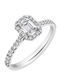 Single Stone Rosette Ring in 18K White Gold with Diamond