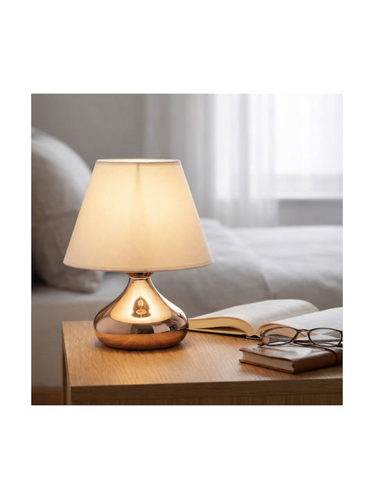 Megapap Luvia Metal Table Lamp for E27 Socket with Beige Shade and Gold Base