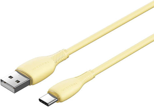 Vention USB 2.0 Cable USB-C Male - USB-A 18W Yellow 0.25m CTWYC