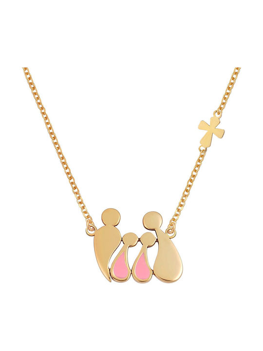 VTJ Necklace Family In Pink Gold Plated Silver Pink