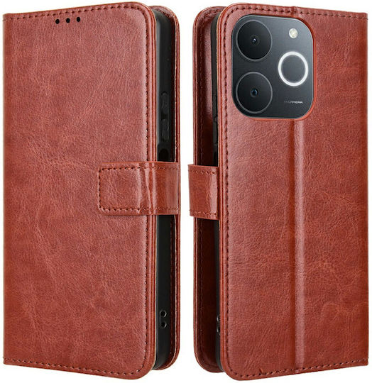 Handyhülle Realme Note 70T Oem Flip Brieftasche Synthetisches Leder Pu Tpu Braune Brieftasche Stand Armband