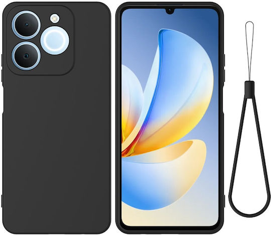 Handyhülle Realme Note 70T OEM Rückseite Silikon Schwarz Nackenriemen